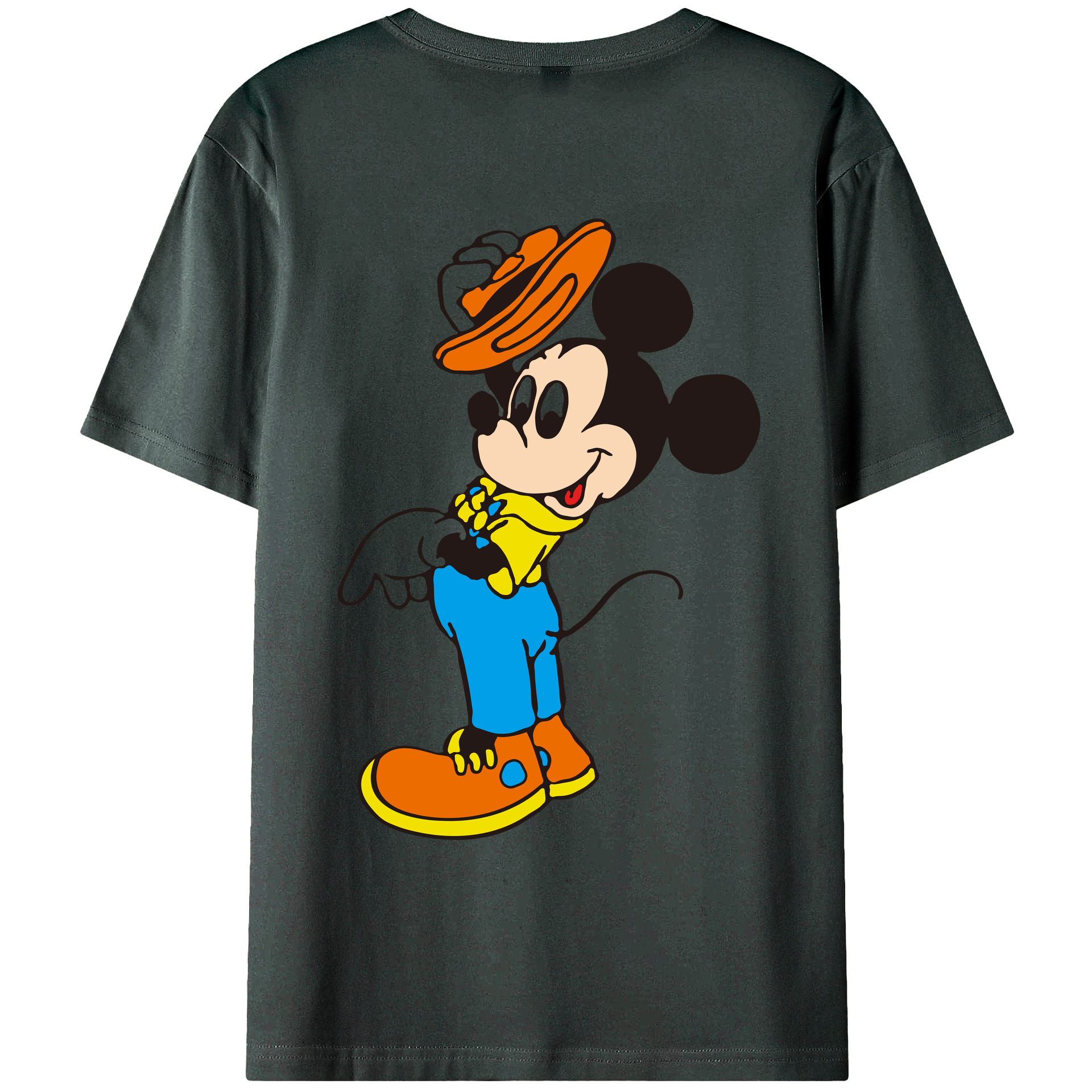 ミッキーマウス Mickey Mouse 綿100％ メンズ半袖Tシャツ（バックプリント） 通気性